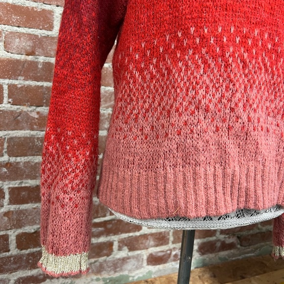 COCOGIO red ombré multi tone wool knit sweater with gold glitter medium - Picture 4 of 7